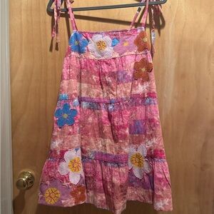 Pink Floral Tie-Shoulder Sundress